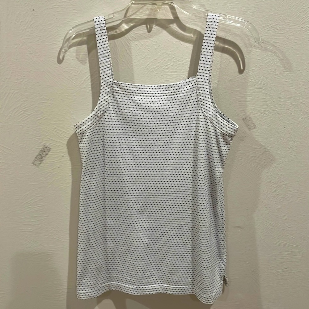 White and black pin dot tank top